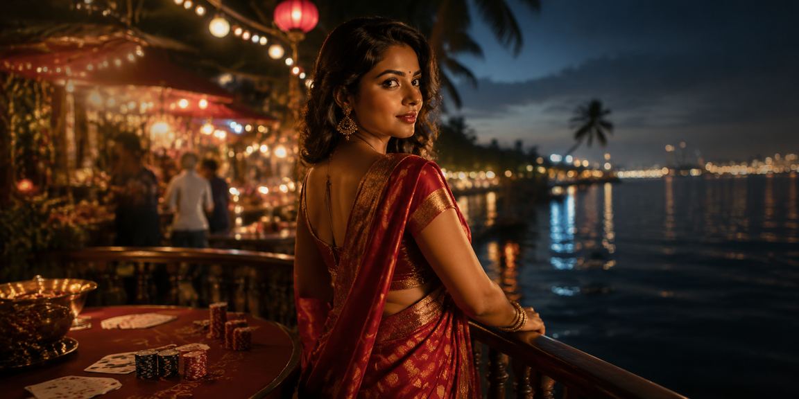 Indian female player enjoying Rummy card game from Kerala on mobile device